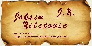 Joksim Miletović vizit kartica